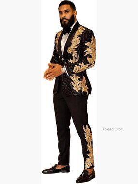 Men's Slim Fit Suit Blazer Pants Polyester Formal Wedding Prom